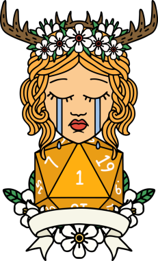 Retro Dövme Tarzı Ağlayan İnsan Druid Bir insan tarafından çizilmiş doğal bir ruloyla