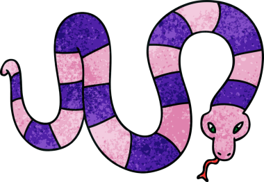 Bir insan tarafından çizilmiş tuhaf çizgi film yılanı.