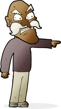 Bir insan tarafından çizilmiş öfkeli yaşlı bir adam.