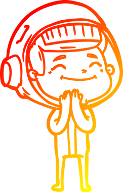 Bir insan tarafından çizilmiş mutlu bir astronotun sıcak çizgi çizimi