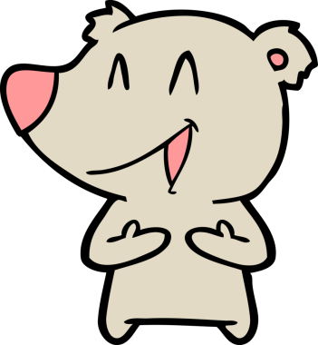 Bir insan tarafından çizilmiş gülen ayı çizgi filmi.