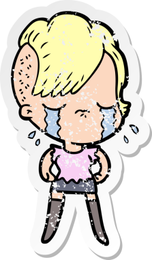 Bir insan tarafından çizilmiş ağlayan bir karikatür çıkartması.