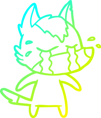 Bir insan tarafından çizilmiş ağlayan kurdun soğuk çizgi çizimi.