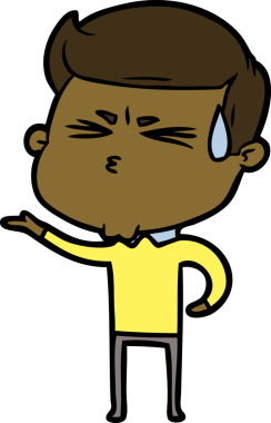 Bir insan tarafından çizilmiş terleyen çizgi film adamı.