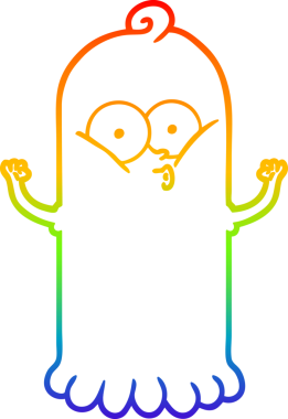 Bir insan tarafından çizilmiş bir çizgi film hayaletinin çizimi.