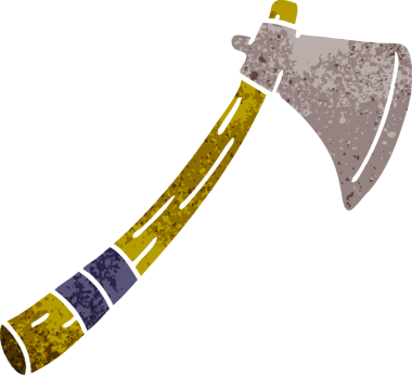 Bir insan tarafından çizilmiş eski bir bahçe baltası karalaması.