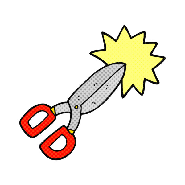 Bir insan tarafından çizilmiş karikatür makasları.