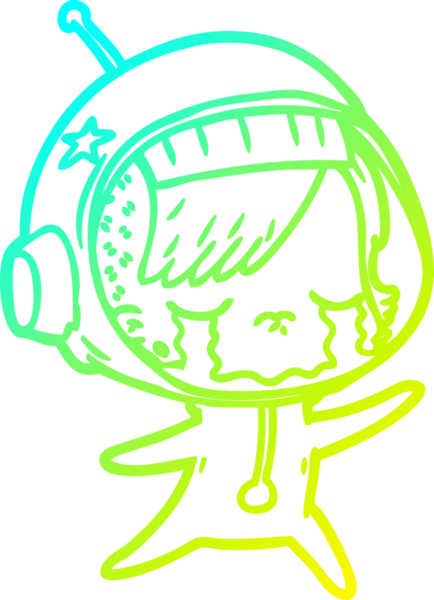 Bir insan tarafından çizilmiş ağlayan astronot bir kızın soğuk gradyan çizimi