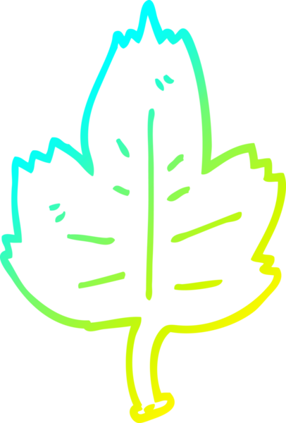 Bir insan tarafından çizilmiş bir çizgi film yaprağının soğuk gradyan çizimi