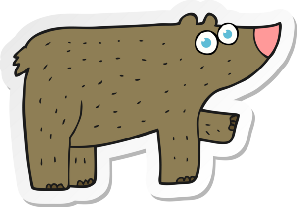 Bir insan tarafından çizilmiş çizgi film ayısının çıkartması.