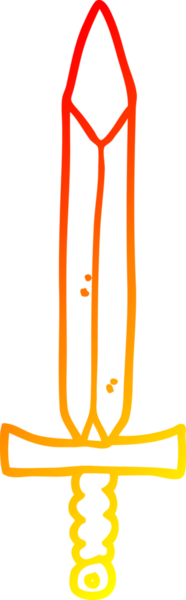 Bir insan tarafından çizilmiş bir kılıcın sıcak eğimli çizgisi.