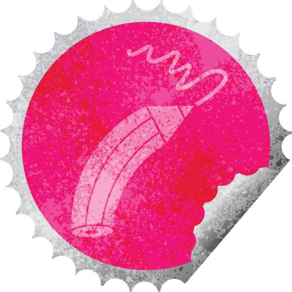 Bir insan tarafından çizilmiş dairesel kabuk soyma etiketi.