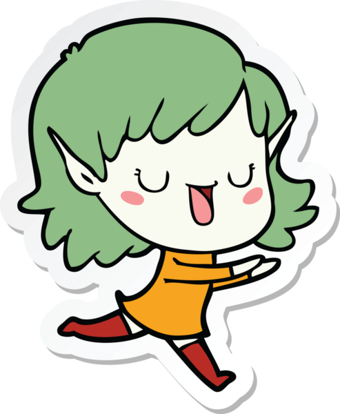 Bir insan tarafından çizilmiş bir elf kızının çıkartması.