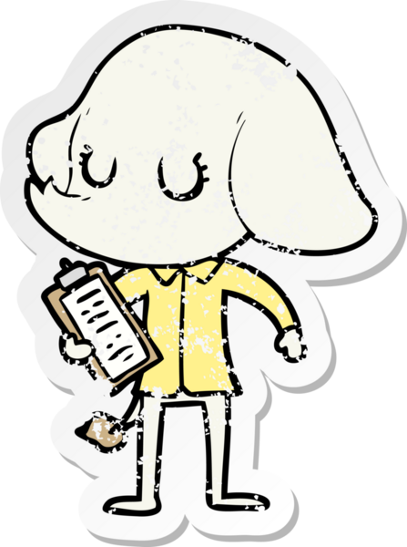 Bir insan tarafından çizilmiş şirin bir filin sıkıntılı çıkartması