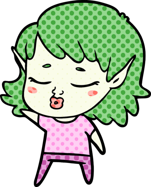 Bir insan tarafından çizilmiş güzel elf kızı.