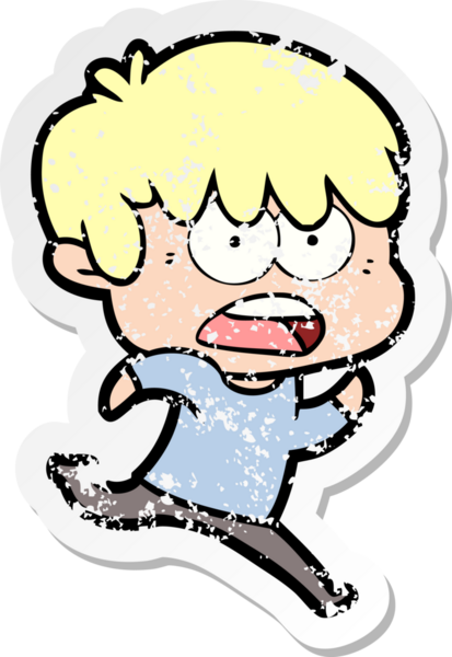 Bir insan tarafından çizilmiş endişeli bir çizgi film çocuğunun sıkıntılı çıkartması.