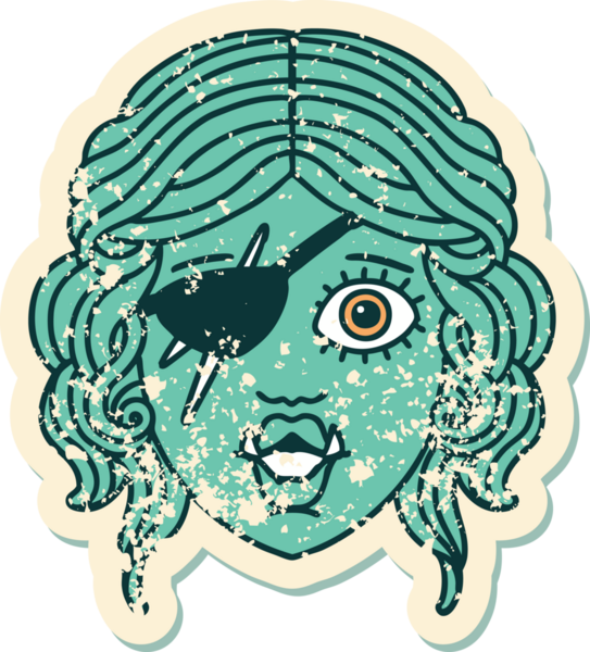 Retro Dövme Biçimli Ork karakteri bir insan tarafından çizilmiş