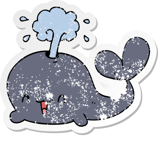 Bir insan tarafından çizilmiş karikatür balinasının sıkıntılı çıkartması.