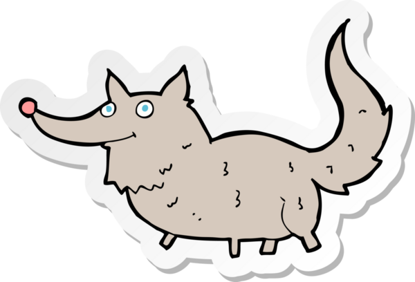 Bir insan tarafından çizilmiş küçük bir kurdun çıkartması.