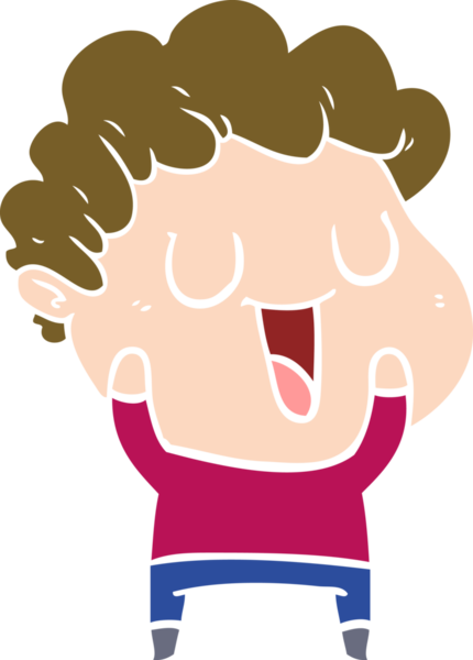 Bir insan tarafından çizilmiş düz renkli karikatür adam.