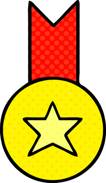 Bir insan tarafından çizilmiş altın madalyanın karikatürü.