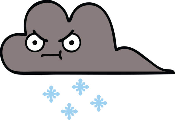 Bir insan tarafından çizilmiş kar bulutunun sevimli karikatürü.