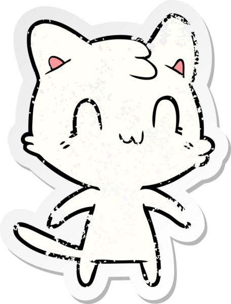 Bir insan tarafından çizilmiş mutlu bir kedinin sıkıntılı çıkartması.