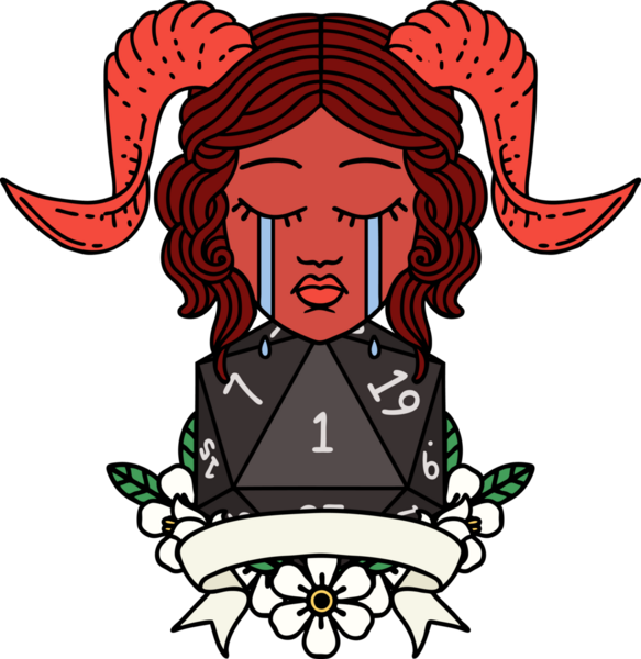 Retro Dövme Tarzı Ağlama Ağlama Yüzü Bir insan tarafından çizilmiş doğal bir d20