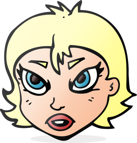 Bir insan tarafından çizilmiş serbest çizilmiş kızgın kadın yüzü.