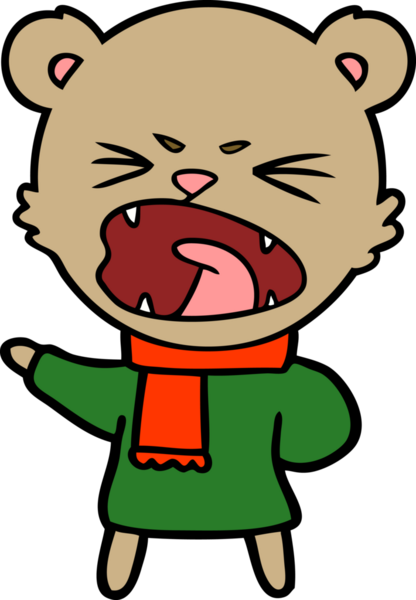 Bir insan tarafından çizilmiş kızgın çizgi film ayısı.