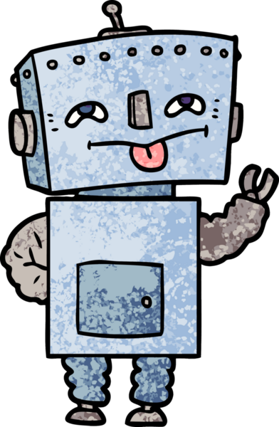 Bir insan tarafından çizilmiş çizgi film robotu