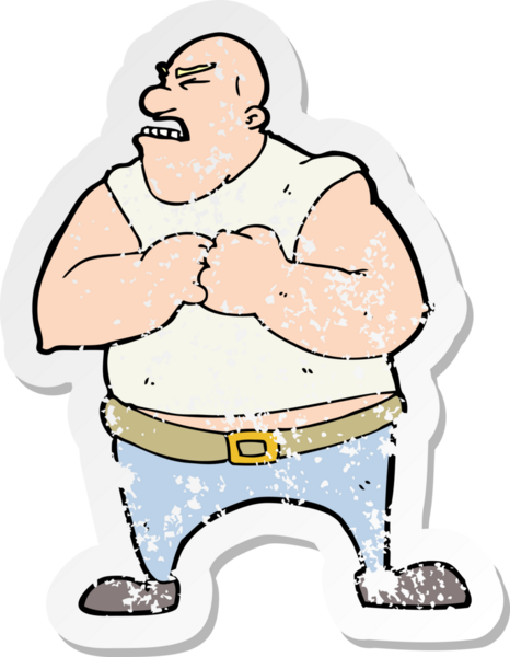 Bir insan tarafından çizilmiş şiddet dolu bir adamın karikatür yapıştırması.