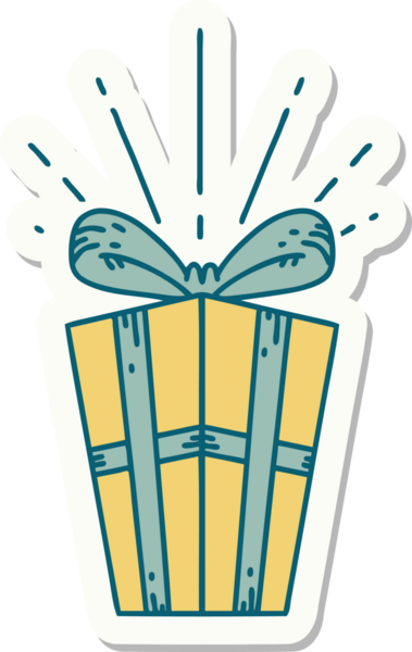 Bir insan tarafından çizilmiş dövme stili Noel hediyesi.