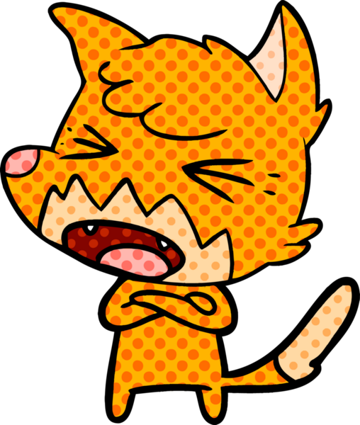 Bir insan tarafından çizilmiş kızgın çizgi film tilkisi.