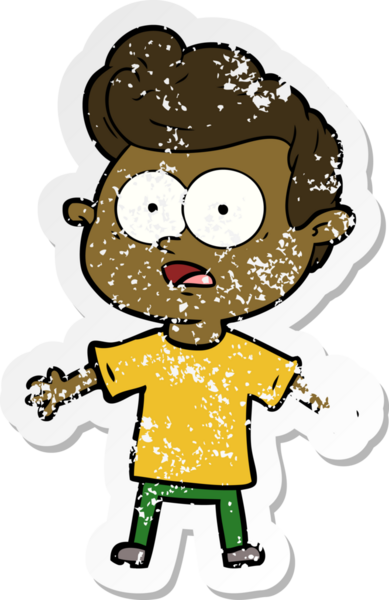 Bir insan tarafından çizilmiş, kederli bir çizgi film çıkartması.