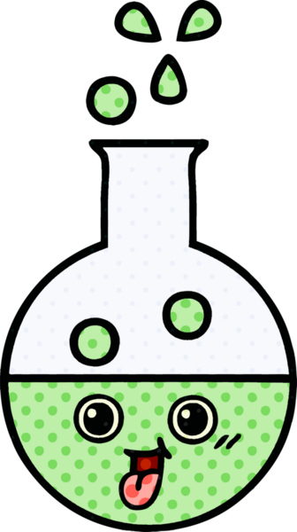 Bir insan tarafından çizilmiş bir test tüpünün çizgi romanı.