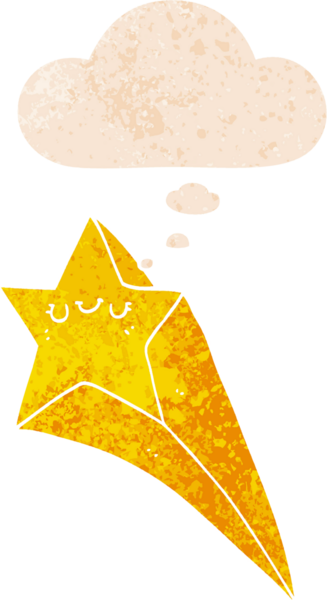 Düşünce baloncuğuyla kayan çizgi film yıldızının grunge 'deki sıkıntılı retro tarzı bir insan tarafından çizilmiş.