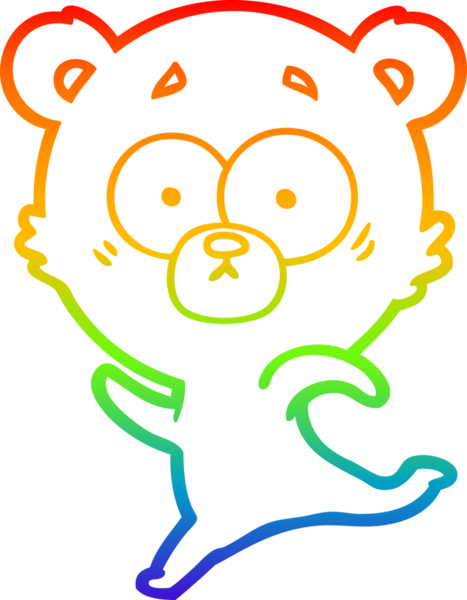 gökkuşağı gradyan çizimi şaşırmış bir kutup ayısı karikatürü bir insan tarafından çizildi