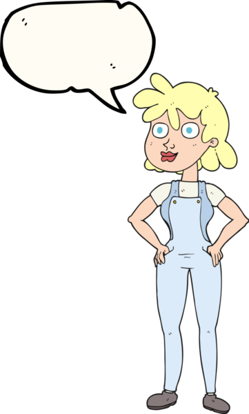 Bir insan tarafından çizilmiş serbest konuşma balonu çiftçi kızı.