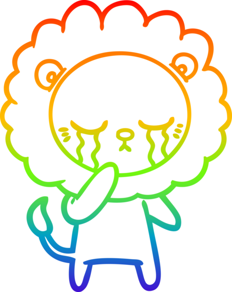 Gökkuşağı gradyan çizgisi bir insan tarafından çizilmiş ağlayan bir aslanın çizimi