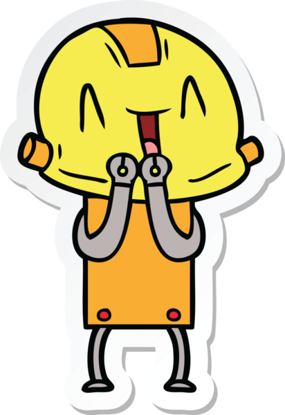 Bir insan tarafından çizilmiş robot karikatür çıkartması.