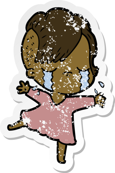 Bir insan tarafından çizilmiş ağlayan bir karikatür çıkartması.