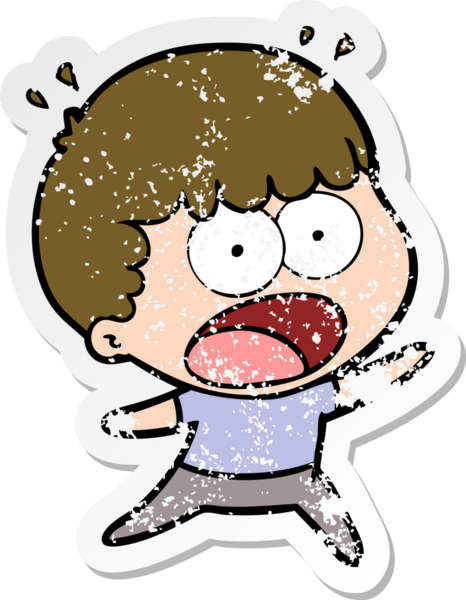 Bir insan tarafından çizilen şok olmuş bir adamın karikatür çıkartması.