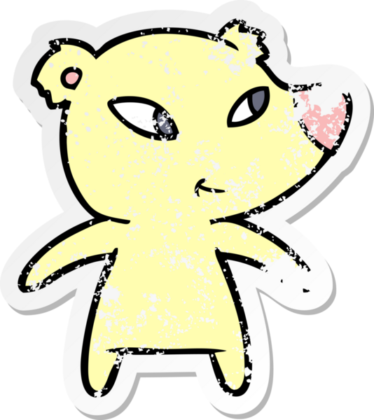 Bir insan tarafından çizilmiş şirin bir ayının sıkıntılı çıkartması.