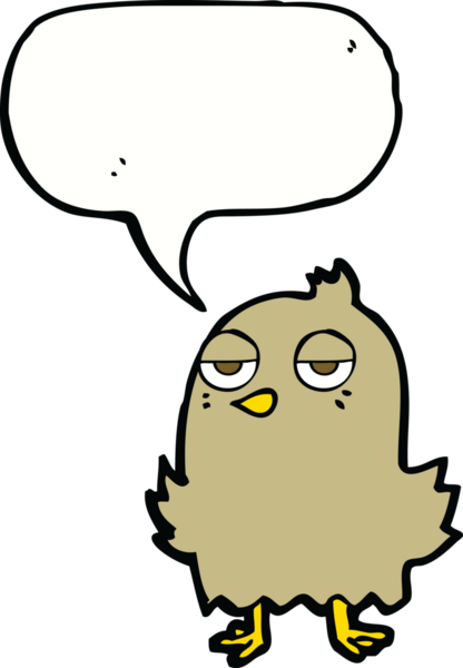 Bir insan tarafından çizilmiş konuşma balonlu sıkılmış bir kuş.