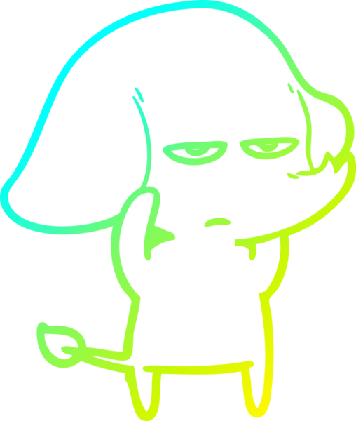 Bir insan tarafından çizilmiş soğuk bir çizgi film filinin çizimi.