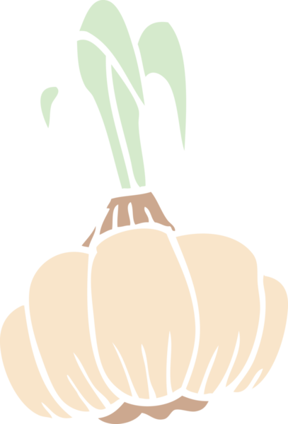 Bir insan tarafından çizilmiş sarımsak filizlenen karikatür.