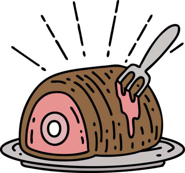 Bir insan tarafından çizilmiş geleneksel dövmeli biftek resmi.