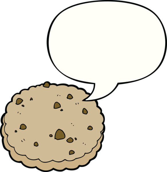 Bir insan tarafından çizilmiş konuşma balonlu bisküvi.