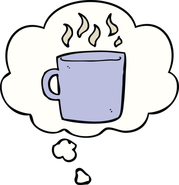 Bir insan tarafından çizilmiş sıcak kahve fincanı.